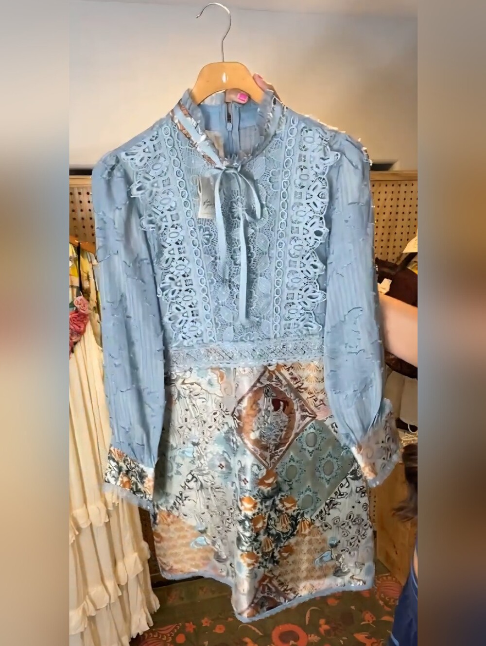 RARE!!..Free People Spring Blue Butterflies Mini Dress Sz L NWT